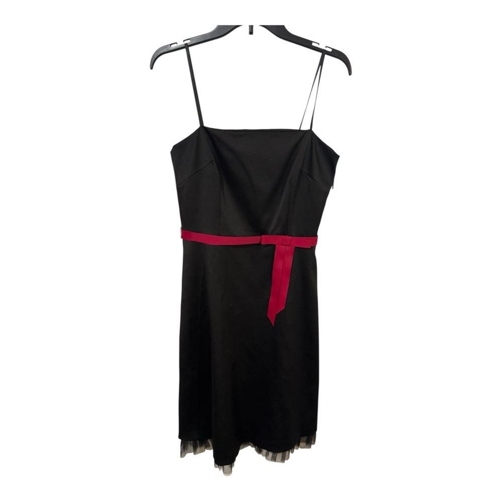 Vintage Laundry by Shelli Segal Strapless Black Cocktail Dress Red Sash 8 - Picture 2 of 8